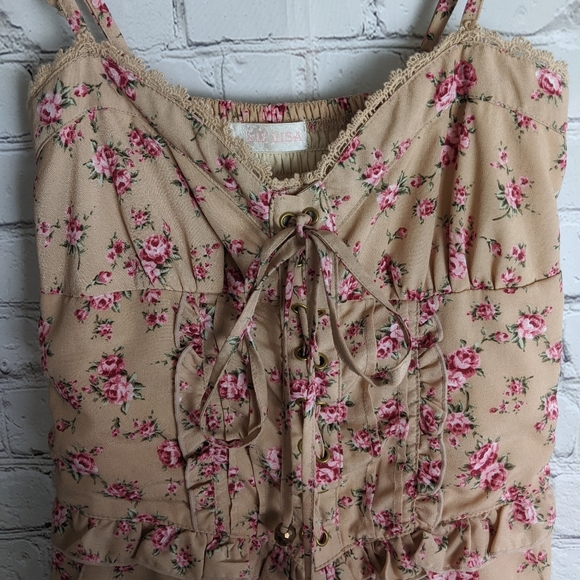 Liz Lisa Floral Rose Ruffle Cropped Jumpsuit XS S - Picture 3 of 6